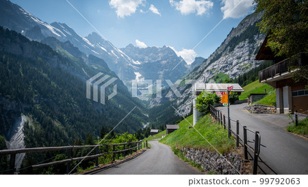 Beautiful little village of Gimmelwald Switzerland - typical Swiss landscape Beautiful little village of Gimmelwald Switzerland - typical Swiss landscape 99792063