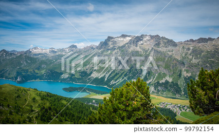 View over Lake Sils in Engadin Switzerland 99792154