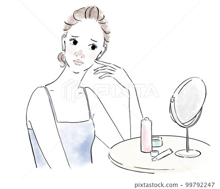 護膚圖片 關心鼻孔黑頭的女人 99792247