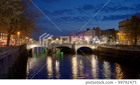 O Connell Bridge in Dublin by night - travel photography O Connell Bridge in Dublin by night - travel photography 99792475