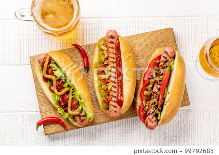 Various hot dog and beer Various hot dog and beer 99792685
