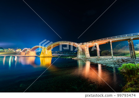 Yamaguchi/Iwakuni Kintai Bridge illuminated Yamaguchi/Iwakuni Kintai Bridge illuminated 99793474