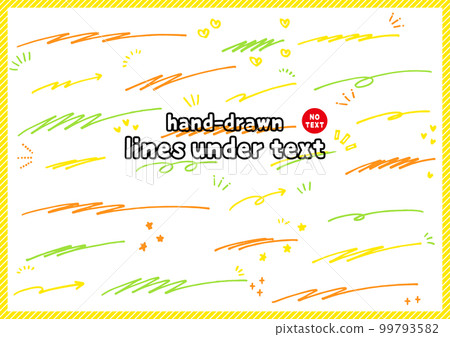 Handwriting, handwriting, lines under the letters, underline set, highlighter pen 99793582