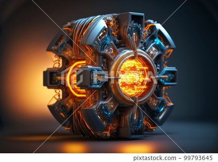 Nuclear fusion reactor cyberpunk concept. Futuristic technology. Generative AI Nuclear fusion reactor cyberpunk concept. Futuristic technology. Generative AI 99793645