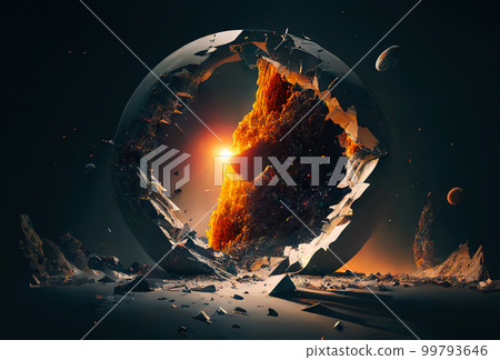 Strange physics of distant worlds in universe. Collapse of 4d space in 3d. Generative AI 99793646