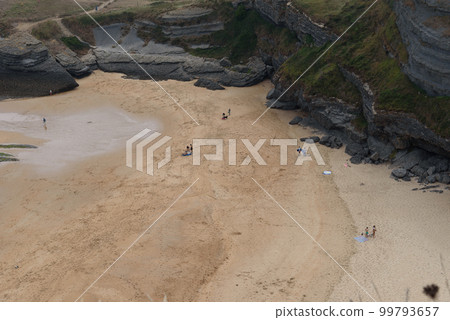 Antuerta Beach. Beach surrounded by cliffs and very popular for surfers 99793657