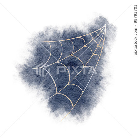 Halloween spider web. Watercolor horror elements. Gothic Illustration isolated on the white background 99793703