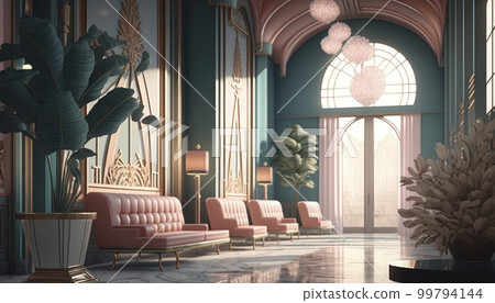Hotel reception hall Interior generative AI illustration Hotel reception hall Interior generative AI illustration 99794144