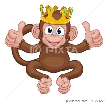 Monkey King Crown Cartoon Animal Giving Thumbs Up 99794223