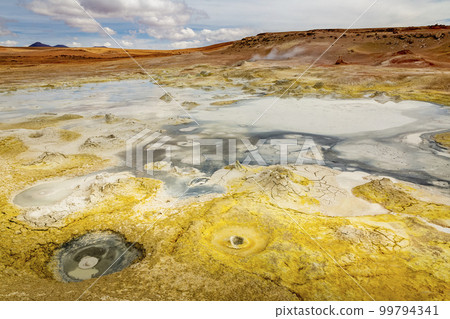 Morning Sun Geysers at the Altiplano of Potosi Region, Bolivia 99794341