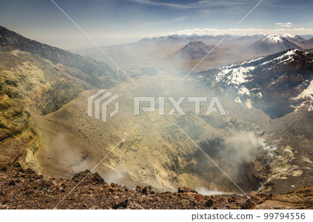 Atacama Desert dramatic volcanic landscape at Sunset, Chile, South America Atacama Desert dramatic volcanic landscape at Sunset, Chile, South America 99794556