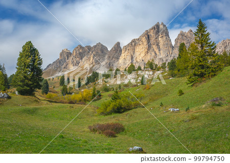 Italian Dolomites, Gardena pass landscape in south Tyrol, Northern Italy Italian Dolomites, Gardena pass landscape in south Tyrol, Northern Italy 99794750