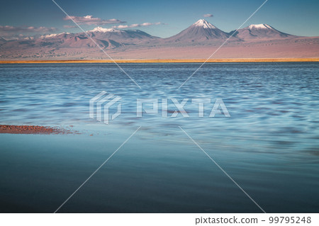 Licancabur with reflection lake and volcanic landscape at Sunset, Atacama, Chile Licancabur with reflection lake and volcanic landscape at Sunset, Atacama, Chile 99795248