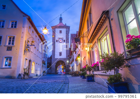 Rothenburg ob der Tauber at sunrise, Historical Franconia in Bavaria, Germany Rothenburg ob der Tauber at sunrise, Historical Franconia in Bavaria, Germany 99795361