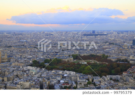Saint-Germain-des-Pres and french roofs from above at sunrise, Paris, France Saint-Germain-des-Pres and french roofs from above at sunrise, Paris, France 99795379