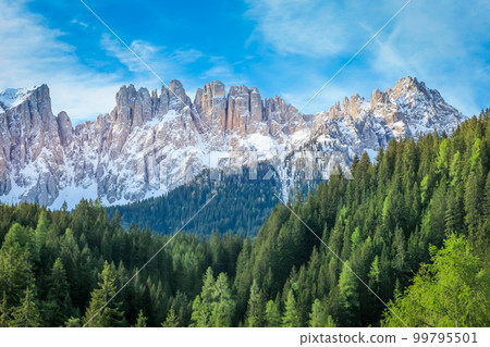 Dolomites italian alpine landscape near Cortina and Falzarego Pass, Italy Dolomites italian alpine landscape near Cortina and Falzarego Pass, Italy 99795501