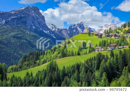 Dolomites italian alpine village of Colle Santa Lucia near Cortina and Giau Pass Dolomites italian alpine village of Colle Santa Lucia near Cortina and Giau Pass 99795672