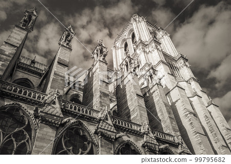 Notre Dame cathedral in Paris at autumn peaceful sunrise, France Notre Dame cathedral in Paris at autumn peaceful sunrise, France 99795682