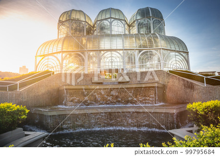 Public park around Botanical garden greenhouse in Curitiba, Parana, Brazil 99795684