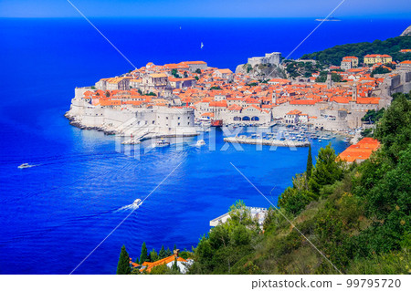 Dubrobvik old town, turquoise adriatic beach in Dalmatia, Croatia Dubrobvik old town, turquoise adriatic beach in Dalmatia, Croatia 99795720