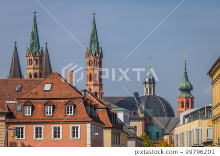 Wurzburg cityscape with towers at sunset, Romantic road in Bavaria, Germany Wurzburg cityscape with towers at sunset, Romantic road in Bavaria, Germany 99796201