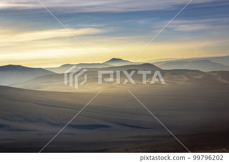 Atacama Desert dramatic volcanic landscape at Sunset, Chile, South America 99796202
