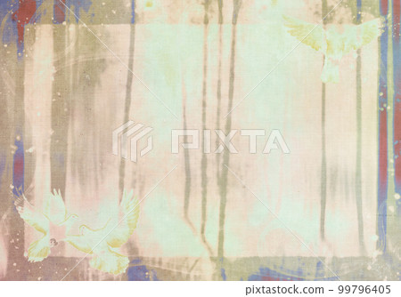 Old cloth texture/illustration of a bright forest with white doves (grayish blue) Old cloth texture/illustration of a bright forest with white doves (grayish blue) 99796405