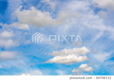 clouds and blue sunny sky,  white clouds over blue sky, Aerial view,  nature blue sky white cleat weather. 99796532