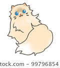 Illustration of a crayon-style long-haired cat 99796854