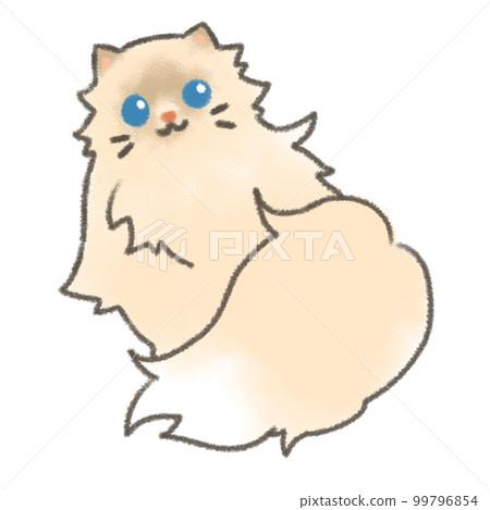 Illustration of a crayon-style long-haired cat Illustration of a crayon-style long-haired cat 99796854