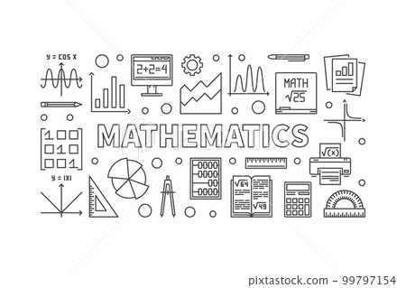 Mathematics vector line horizontal banner 99797154