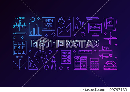 Mathematics vector line colorful horizontal banner Mathematics vector line colorful horizontal banner 99797183
