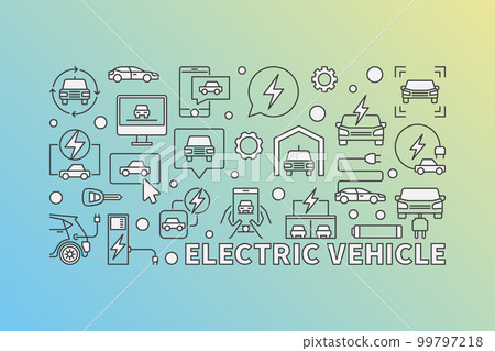 Electric vehicle illustration - vector EV horizontal banner Electric vehicle illustration - vector EV horizontal banner 99797218