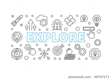 Explore vector horizontal banner in thin line style Explore vector horizontal banner in thin line style 99797271