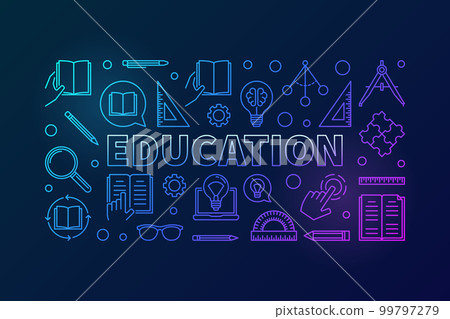 Education vector colorful outline horizontal banner 99797279