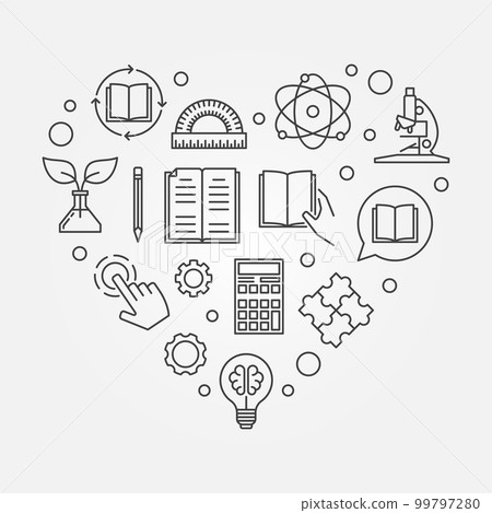 Education heart vector illustration in line style 99797280