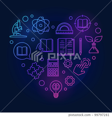 Education heart vector bright illustration in thin line style 99797281