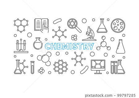 Chemistry vector horizontal linear banner or illustration 99797285