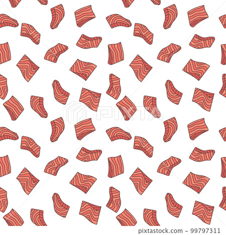 Red fish steak vector creative seamless pattern Red fish steak vector creative seamless pattern 99797311