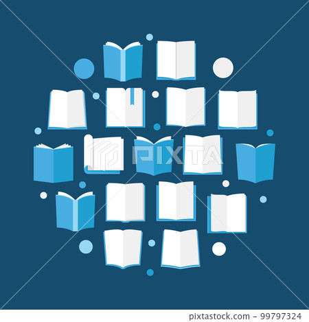 Books creative circular illustration - vector book round sign Books creative circular illustration - vector book round sign 99797324