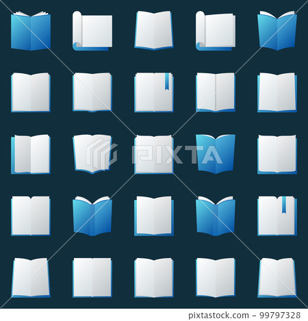Colorful books icons set - vector open book logo elements Colorful books icons set - vector open book logo elements 99797328