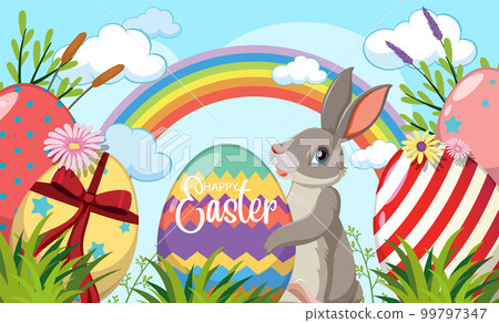 Happy Easter Day Vector for Banner or Poster Design Happy Easter Day Vector for Banner or Poster Design 99797347