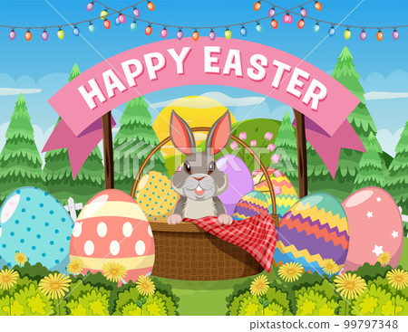 Happy Easter Greeting Banner Design 99797348
