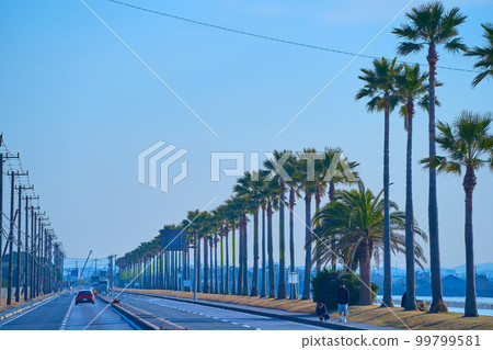 從袖浦海濱公園眺望千葉縣袖浦市袖浦海灘的千葉福尼亞 從袖浦海濱公園眺望千葉縣袖浦市袖浦海灘的千葉福尼亞 99799581