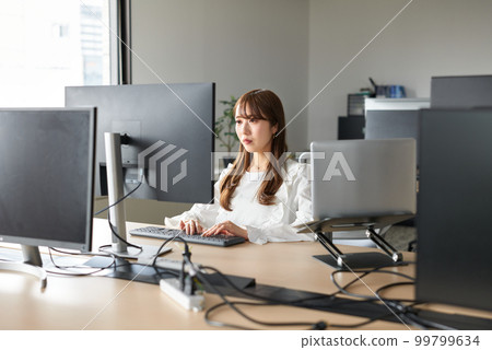 woman going to work on holiday 99799634