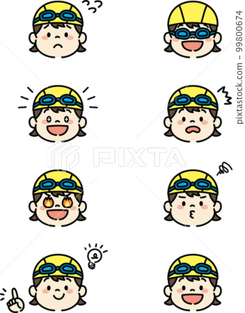 Swimming class child expression illustration set girl 99800674