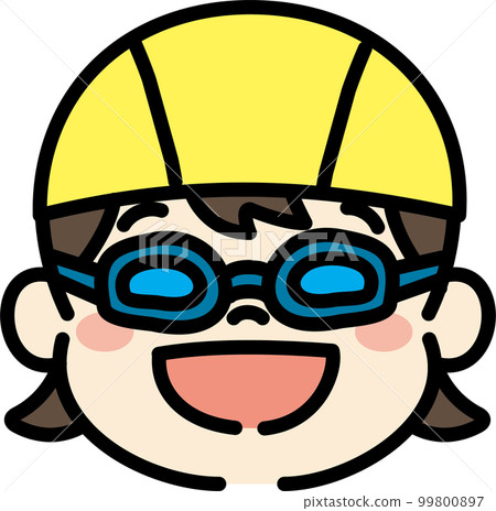 Illustration of a child wearing underwater glasses Girl 99800897