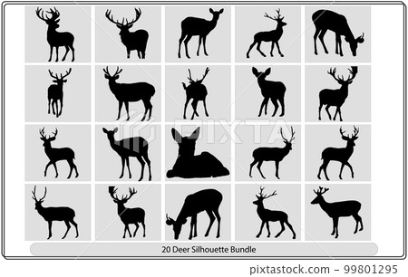 deer vector illustration,Silhouette of beautiful stylized cartoon deers,silhouettes of deers and its cubs 99801295