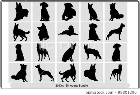 Vector silhouette of dog,Dog pet concept design, Dog silhouette vector, Vector illustration 99801296