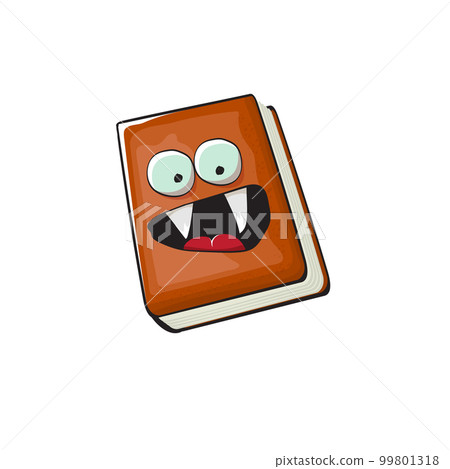 Book character. Cartoon brown paper book character isolated on white background. Funky book character with eyes and mouth. Vector brown book clip art, emoji, label and sticker Book character. Cartoon brown paper book character isolated on white background. Funky book character with eyes and mouth. Vector brown book clip art, emoji, label and sticker 99801318